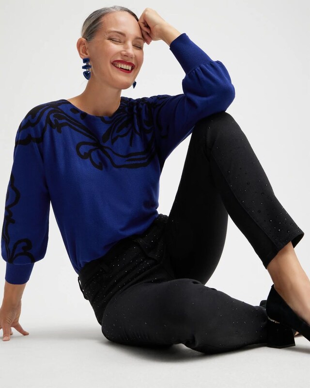 Blue Print Pullover Sweater - image 2
